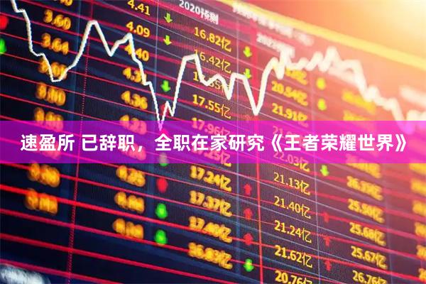 速盈所 已辞职，全职在家研究《王者荣耀世界》