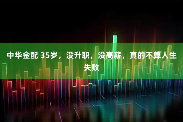 中华金配 35岁，没升职，没高薪，真的不算人生失败